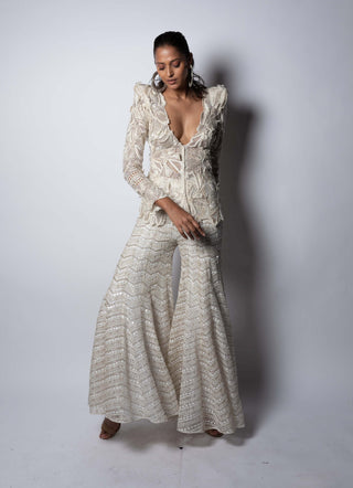 Ritika Mirchandani-Siriy Ivory Cutwork Kurta And Sharara-INDIASPOPUP.COM