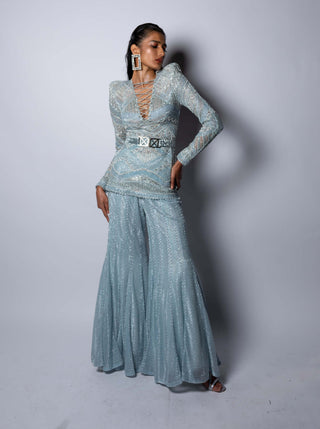 Ritika Mirchandani-Mel Ice Blue Sharara Set-INDIASPOPUP.COM
