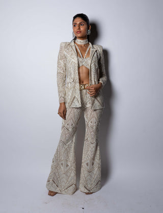 Ritika Mirchandani-Sage Ivory Blazer And Pant Set-INDIASPOPUP.COM