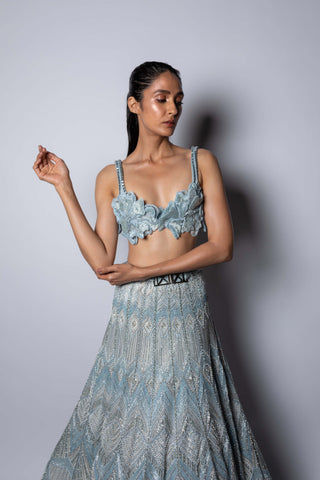 Ritika Mirchandani-Tissa Ice Blue Lehenga Set-INDIASPOPUP.COM
