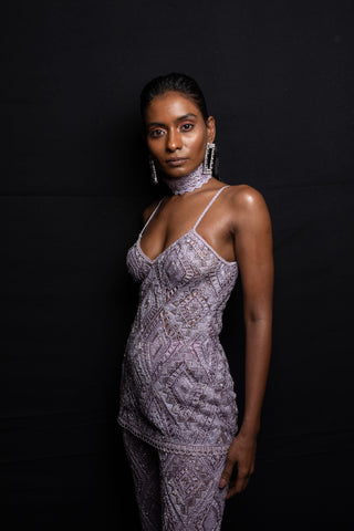 Ritika Mirchandani-Magen Metallic Lavender Top And Pants-INDIASPOPUP.COM