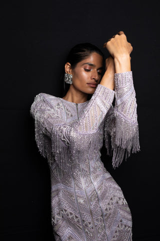 Ritika Mirchandani-Solana Metallic Lavender Dress-INDIASPOPUP.COM