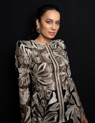 Ritika Mirchandani-Nusa Black Geometric Kurta And Sharara-INDIASPOPUP.COM