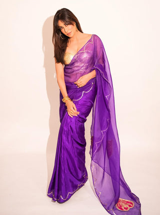 Mrignayani deep purple sari