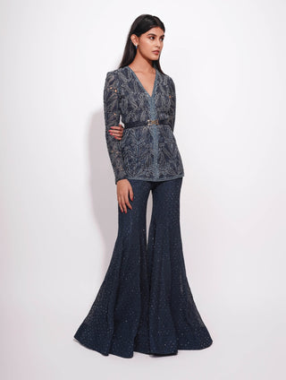Iris midnight blue kurta and sharara set