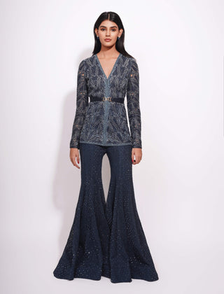 Iris midnight blue kurta and sharara set