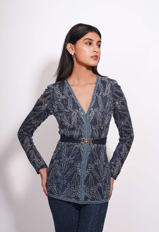 Iris midnight blue kurta and sharara set