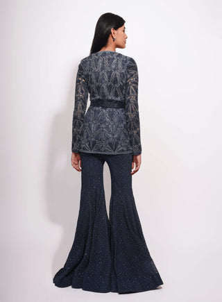 Iris midnight blue kurta and sharara set