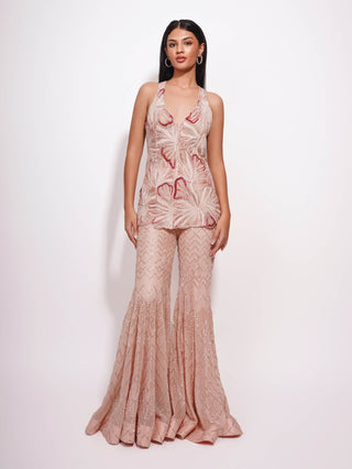 Callisto blush pink waist coat and sharara