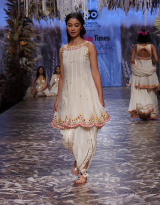 Gopi Vaid-Ivory Aisha Dhoti And Kurta-INDIASPOPUP.COM