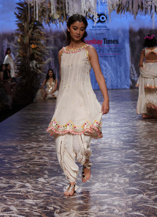 Gopi Vaid-Ivory Aisha Dhoti And Kurta-INDIASPOPUP.COM