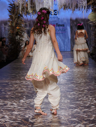 Gopi Vaid-Ivory Aisha Dhoti And Kurta-INDIASPOPUP.COM
