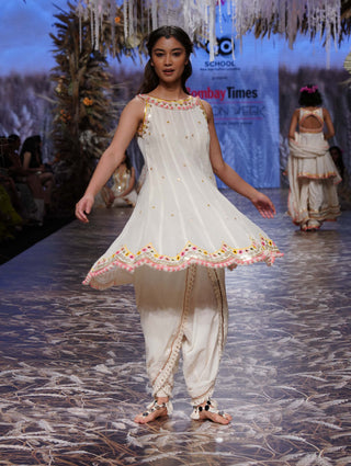 Gopi Vaid-Ivory Aisha Dhoti And Kurta-INDIASPOPUP.COM