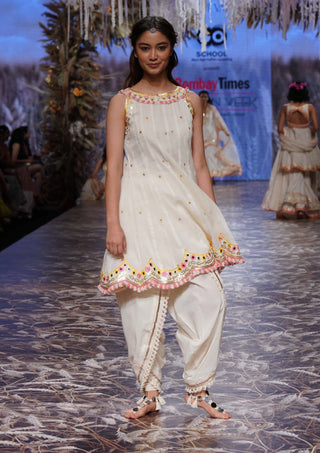 Gopi Vaid-Ivory Aisha Dhoti And Kurta-INDIASPOPUP.COM
