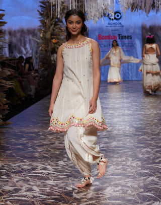 Gopi Vaid-Ivory Aisha Dhoti And Kurta-INDIASPOPUP.COM
