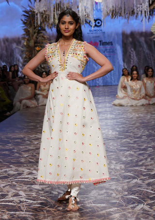 Gopi Vaid-Ivory Mahi Kurta And Churidar-INDIASPOPUP.COM