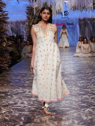 Gopi Vaid-Ivory Mahi Kurta And Churidar-INDIASPOPUP.COM