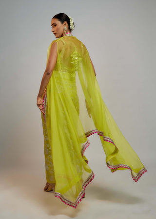 Gopi Vaid-Alia Green Wrap Skirt Set-INDIASPOPUP.COM