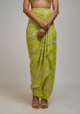 Gopi Vaid-Alia Green Wrap Skirt Set-INDIASPOPUP.COM