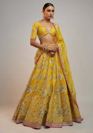 Gopi Vaid-Yellow Anha Lehenga Set-INDIASPOPUP.COM