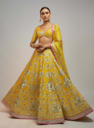 Gopi Vaid-Yellow Anha Lehenga Set-INDIASPOPUP.COM