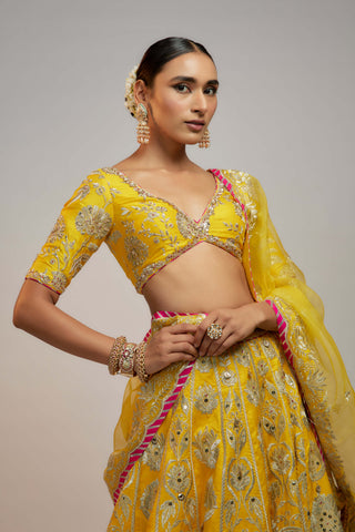Gopi Vaid-Yellow Anha Lehenga Set-INDIASPOPUP.COM