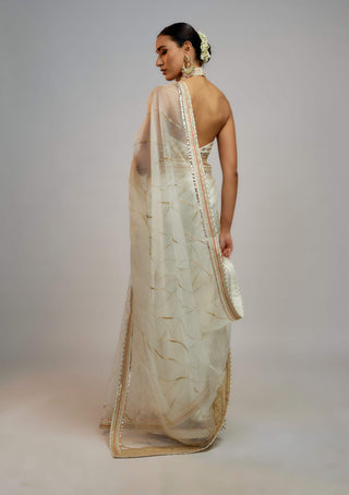 Gopi Vaid-White Priyal Sari And Blouse-INDIASPOPUP.COM