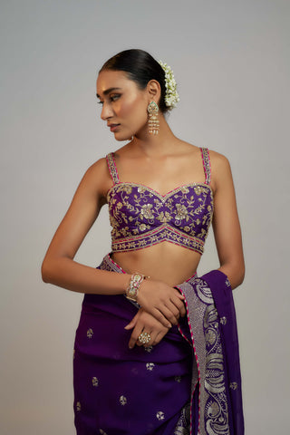 Gopi Vaid-Purple Yamini Sari And Blouse-INDIASPOPUP.COM