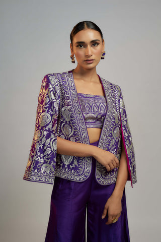 Gopi Vaid-Purple Sanya Jacket And Palazzo Set-INDIASPOPUP.COM