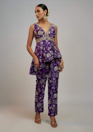 Gopi Vaid-Purple Adveta Kurta And Pant-INDIASPOPUP.COM