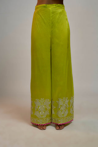 Gopi Vaid-Lime Green Amaya Kurta Set-INDIASPOPUP.COM