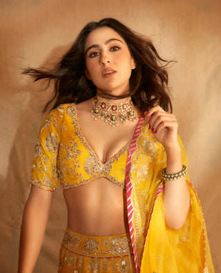 Gopi Vaid-Yellow Anha Lehenga Set-INDIASPOPUP.COM