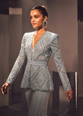 Ritika Mirchandani-Esin Iceblue Cutwork Sharara Set-INDIASPOPUP.COM