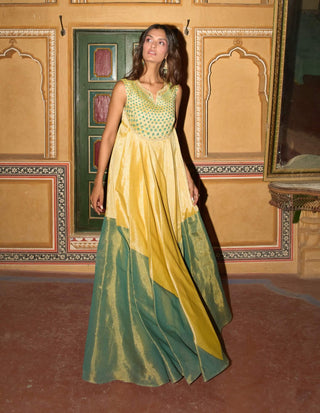 Lemon yellow and green choga