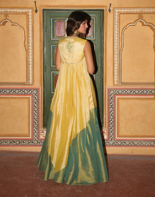 Lemon yellow and green choga