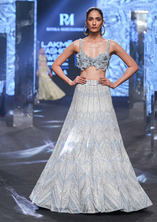 Ritika Mirchandani-Tissa Ice Blue Lehenga Set-INDIASPOPUP.COM