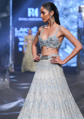 Ritika Mirchandani-Tissa Ice Blue Lehenga Set-INDIASPOPUP.COM