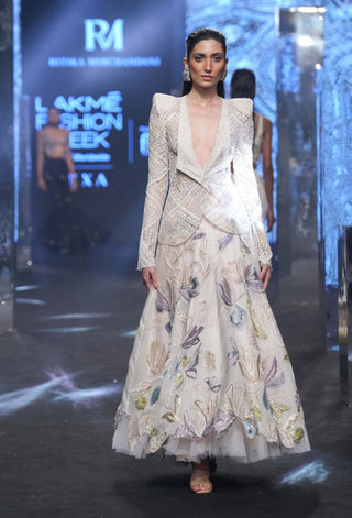 Ritika Mirchandani-Geneva Ivory Cutwork Blazer And Lehenga-INDIASPOPUP.COM