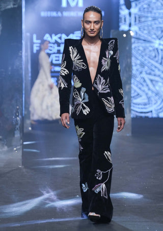 Ritika Mirchandani-Lina Metallic Black Blazer And Pant-INDIASPOPUP.COM