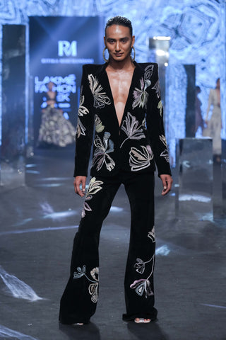 Ritika Mirchandani-Lina Metallic Black Blazer And Pant-INDIASPOPUP.COM