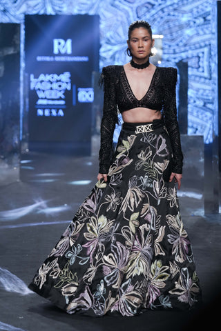 Ritika Mirchandani-Freda Black Cutwork Lehenga Set-INDIASPOPUP.COM