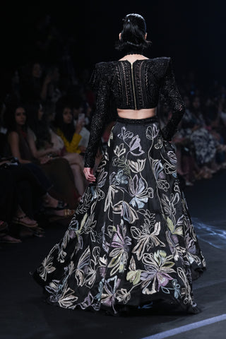 Ritika Mirchandani-Freda Black Cutwork Lehenga Set-INDIASPOPUP.COM