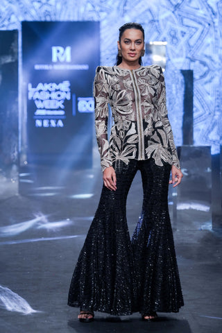 Ritika Mirchandani-Nusa Black Geometric Kurta And Sharara-INDIASPOPUP.COM