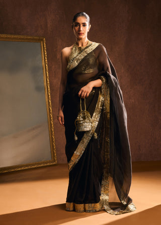 Onyx black sari