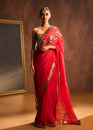 Suryavalli persian red sari