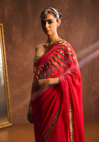 Suryavalli persian red sari