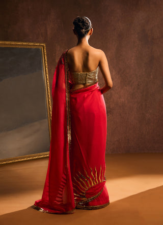 Suryavalli persian red sari