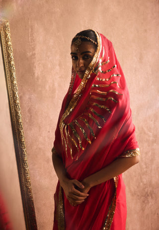 Suryavalli persian red sari