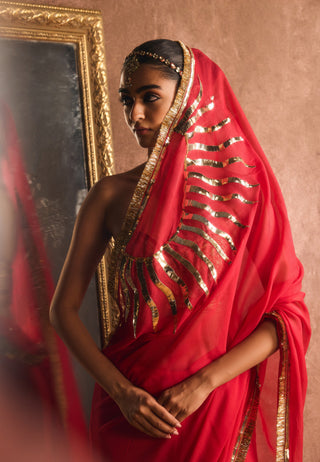 Suryavalli persian red sari