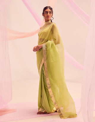 Ira lime green sari